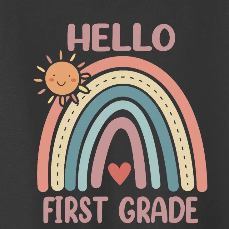 Boho Rainbow Heart For Teachers Wo Hello First Grade Toddler T-Shirt