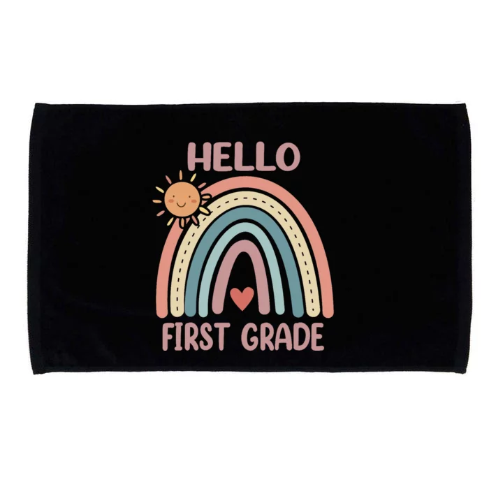 Boho Rainbow Heart For Teachers Wo Hello First Grade Microfiber Hand Towel