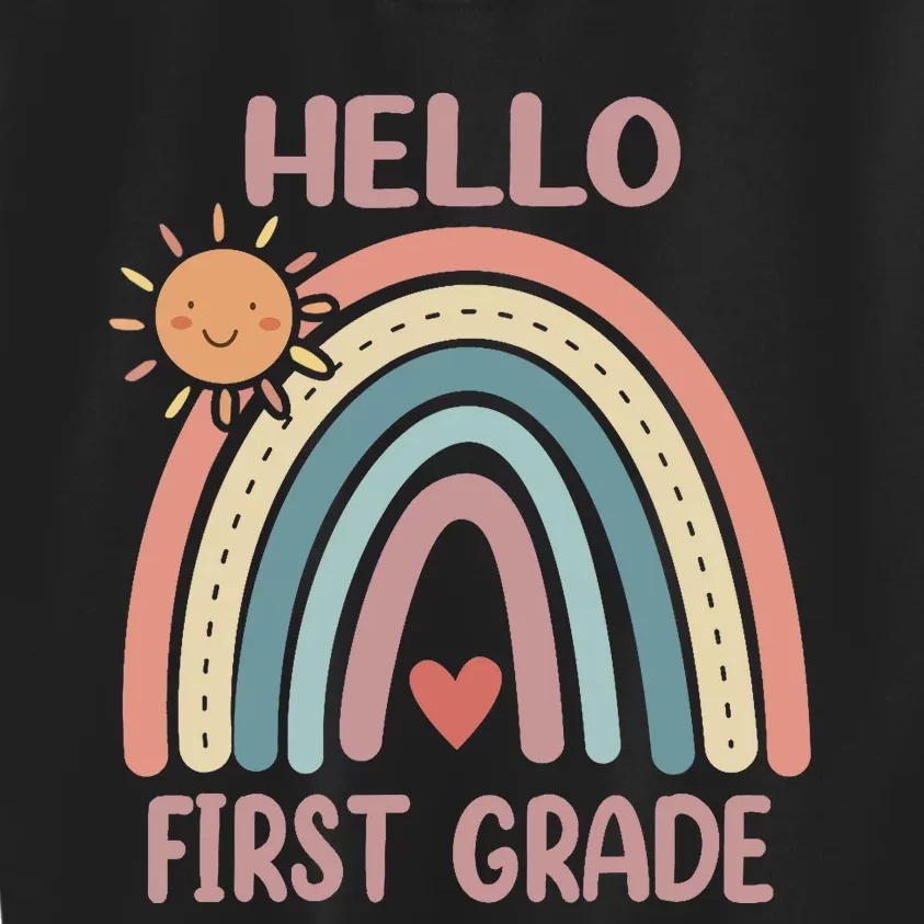 Boho Rainbow Heart For Teachers Wo Hello First Grade Kids Sweatshirt