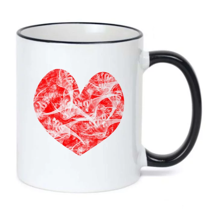 Big Red Heart Smoke Distressed Valentines Day Gift Black Color Changing Mug