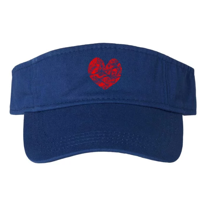 Big Red Heart Smoke Distressed Valentines Day Gift Valucap Bio-Washed Visor