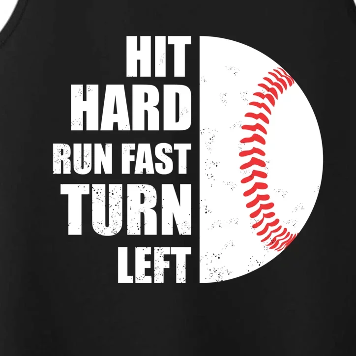 Baseball Run Hit Fast Left Hard Turn Funny Meaningful Gift Performance Tank