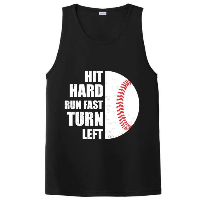 Baseball Run Hit Fast Left Hard Turn Funny Meaningful Gift Performance Tank