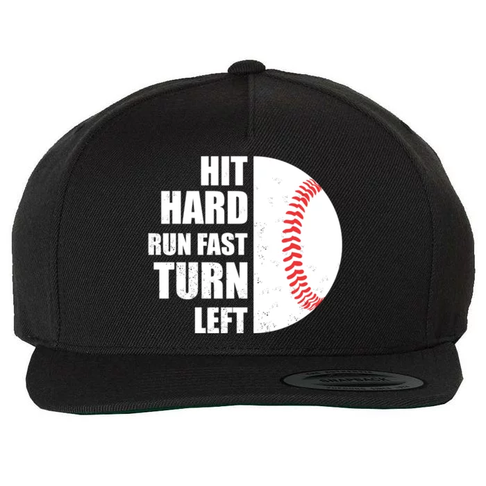 Baseball Run Hit Fast Left Hard Turn Funny Meaningful Gift Wool Snapback Cap