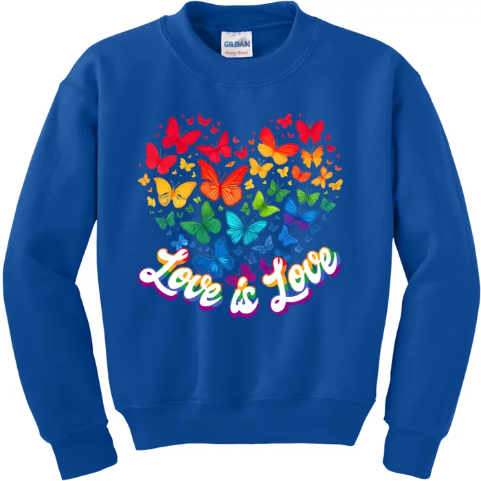 Butterfly Rainbow Heart Love Lesbian Lgbt Pride Month Gift Kids Sweatshirt