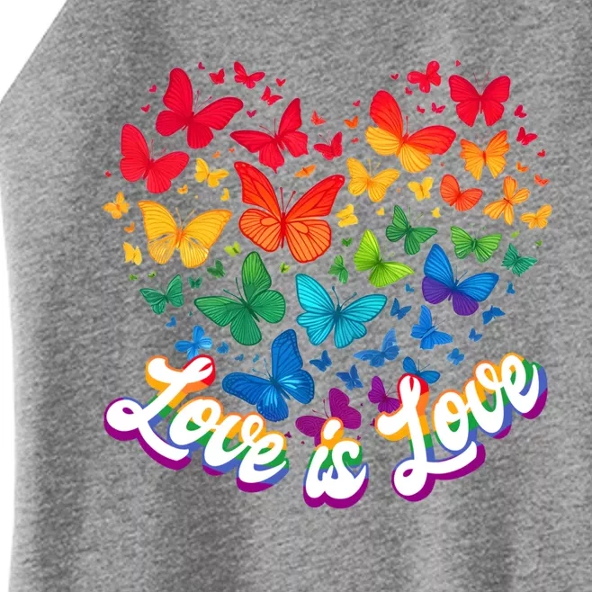 Butterfly Rainbow Heart Love Lesbian Lgbt Pride Month Gift Women’s Perfect Tri Rocker Tank