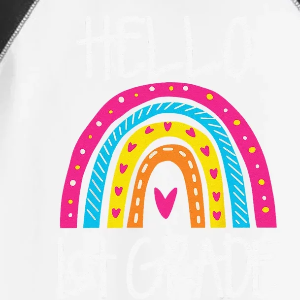 Boho Rainbow Hello 1st Grade First Day School Teacher Toddler Fine Jersey T-Shirt