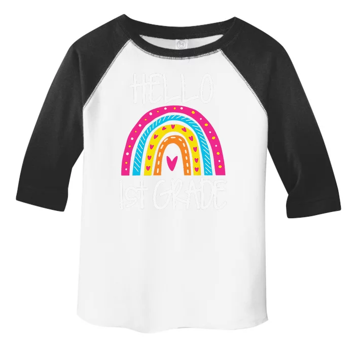 Boho Rainbow Hello 1st Grade First Day School Teacher Toddler Fine Jersey T-Shirt