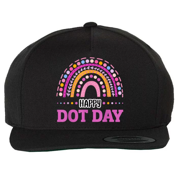 Boho Rainbow Happy Dot Day September 15th Gift Wool Snapback Cap