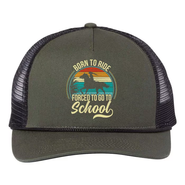 Born Ride Horse Forced To Go To School Retro Rope Trucker Hat Cap