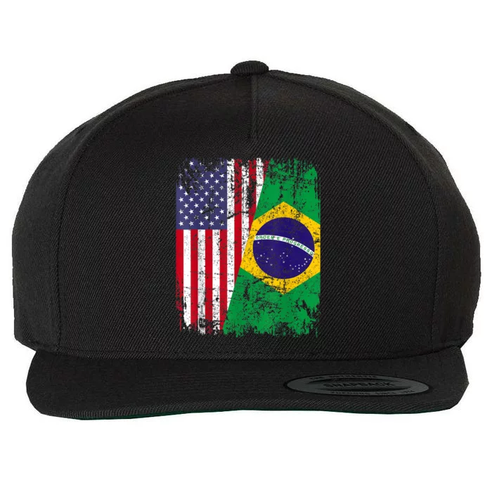 BRAZILIAN ROOTS | Half American Flag | BRAZIL Wool Snapback Cap