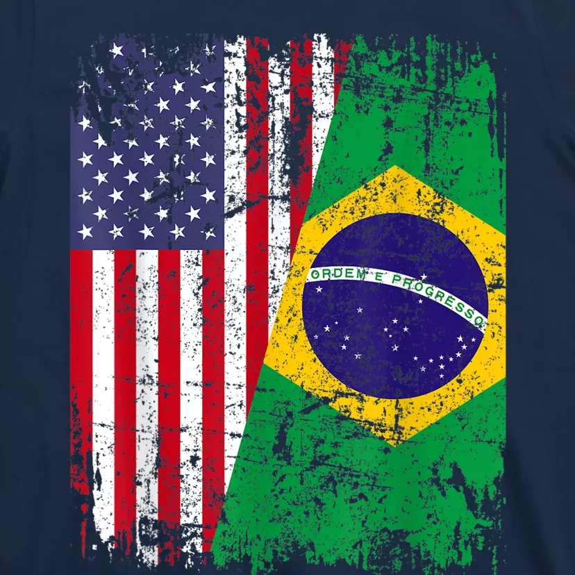 BRAZILIAN ROOTS | Half American Flag | BRAZIL T-Shirt