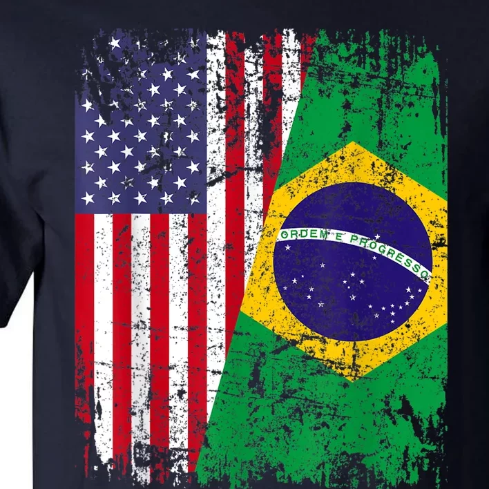 BRAZILIAN ROOTS | Half American Flag | BRAZIL Tall T-Shirt