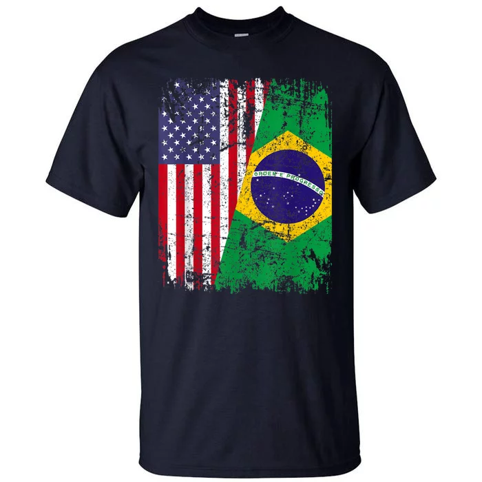 BRAZILIAN ROOTS | Half American Flag | BRAZIL Tall T-Shirt