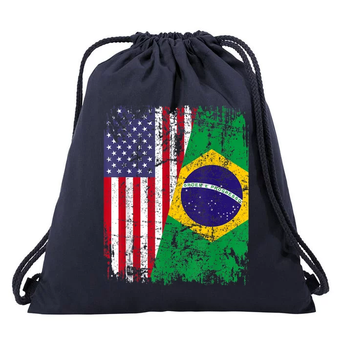 BRAZILIAN ROOTS | Half American Flag | BRAZIL Drawstring Bag