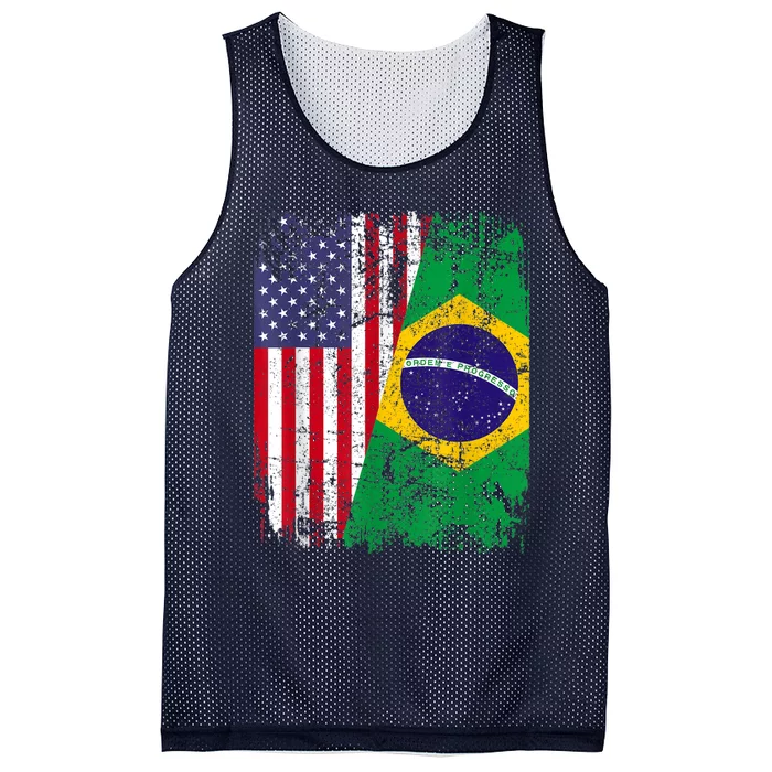 BRAZILIAN ROOTS | Half American Flag | BRAZIL Mesh Reversible Basketball Jersey Tank