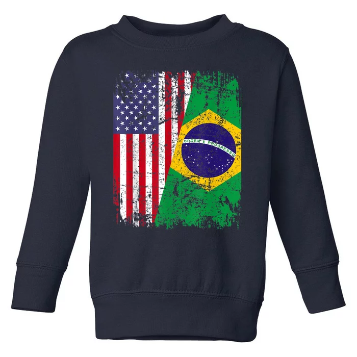 BRAZILIAN ROOTS | Half American Flag | BRAZIL Toddler Sweatshirt