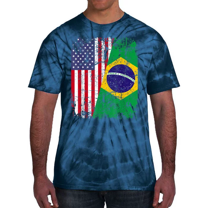 BRAZILIAN ROOTS | Half American Flag | BRAZIL Tie-Dye T-Shirt