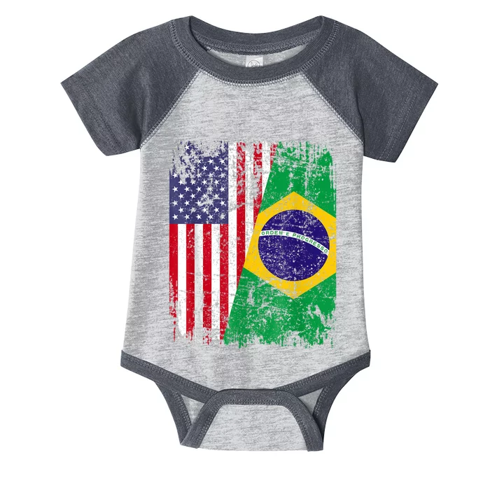 BRAZILIAN ROOTS | Half American Flag | BRAZIL Infant Baby Jersey Bodysuit