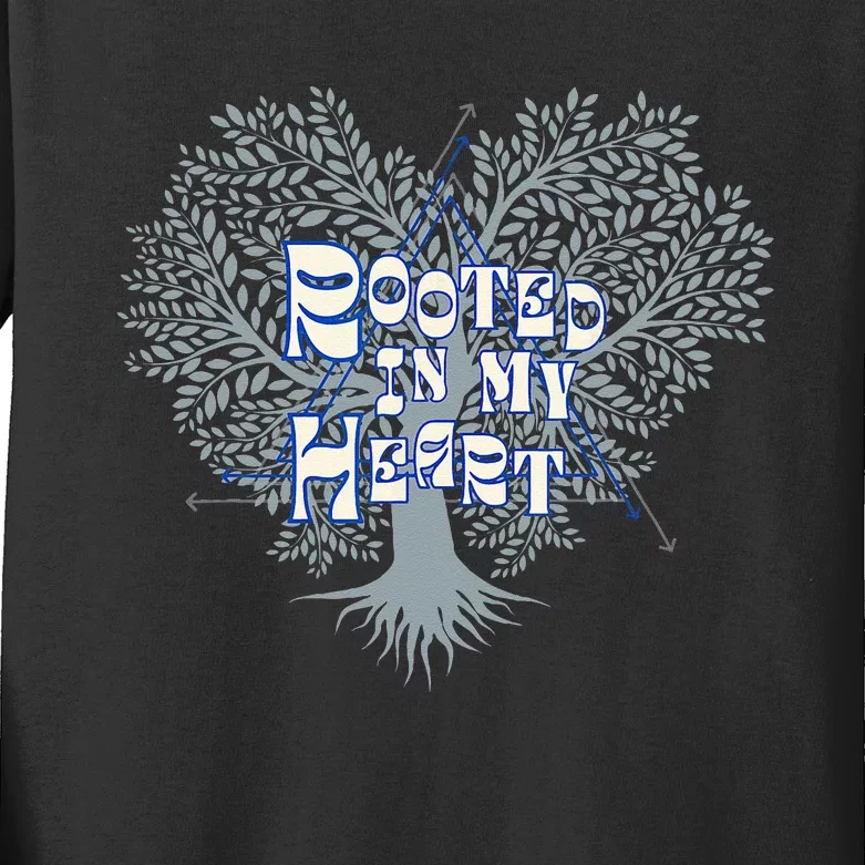 Blue Rooted in my Heart Kids Long Sleeve Shirt