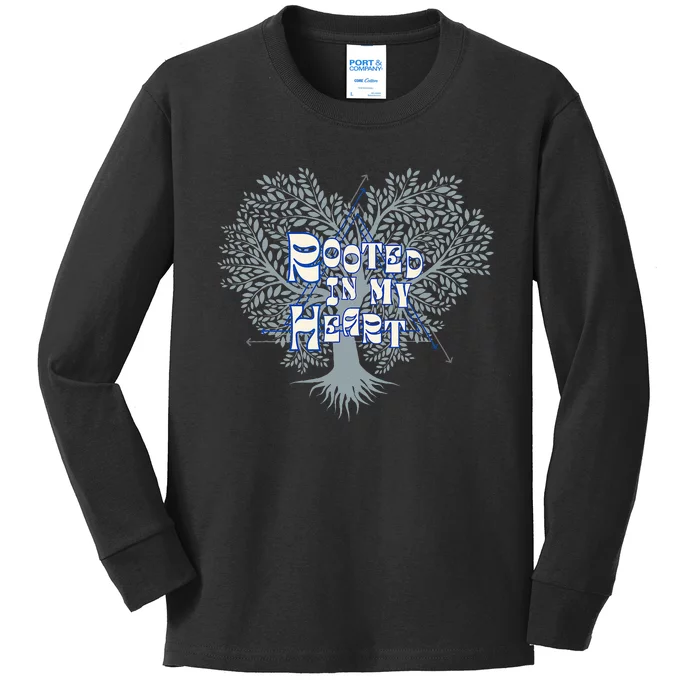 Blue Rooted in my Heart Kids Long Sleeve Shirt