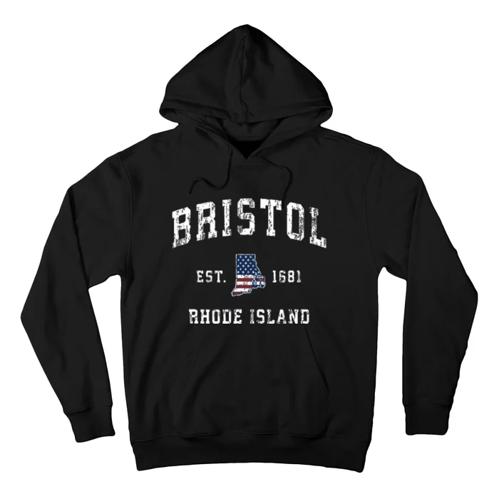 Bristol Rhode Island Ri Vintage American Flag Sports Design Hoodie