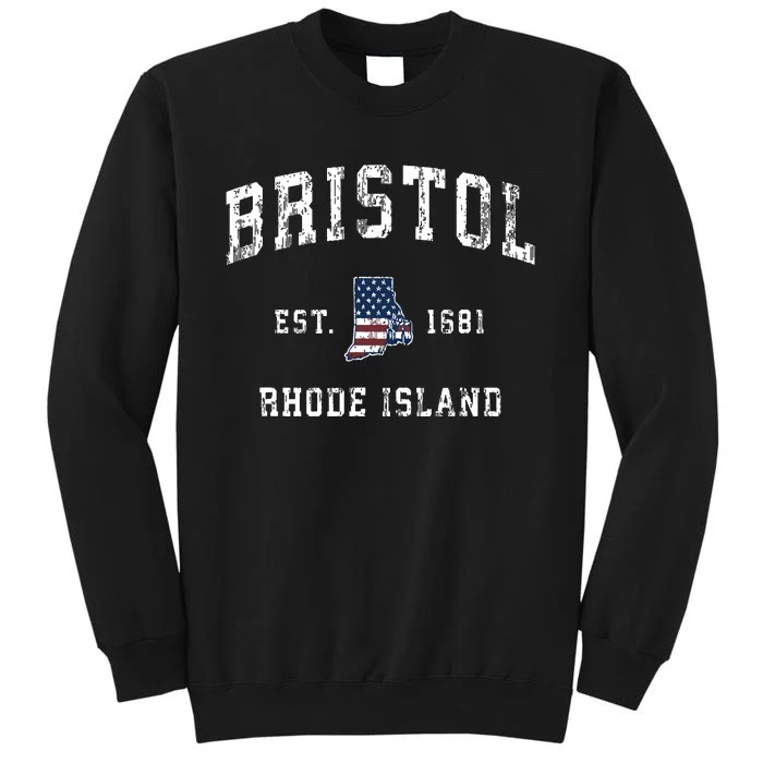 Bristol Rhode Island Ri Vintage American Flag Sports Design Sweatshirt