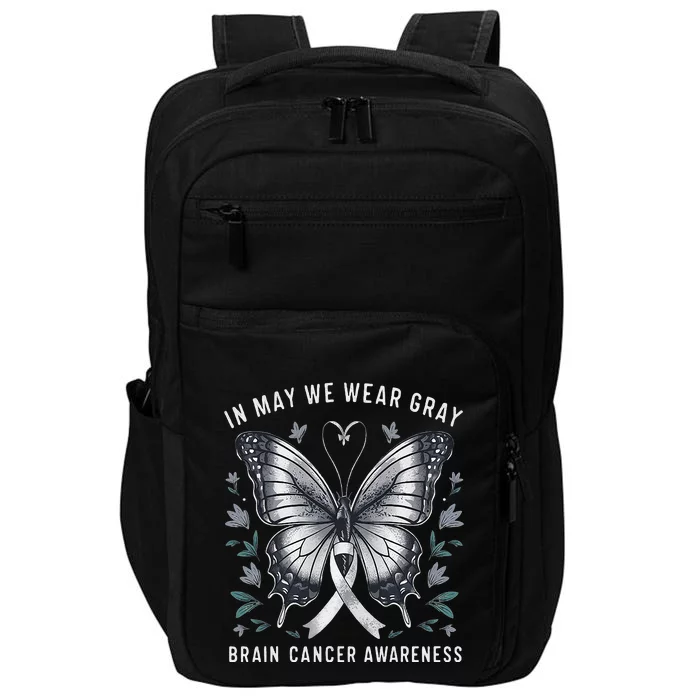 Butterfly Ribbon In May We Wear Gray Brain Cancer Awareness Impact Tech Backpack