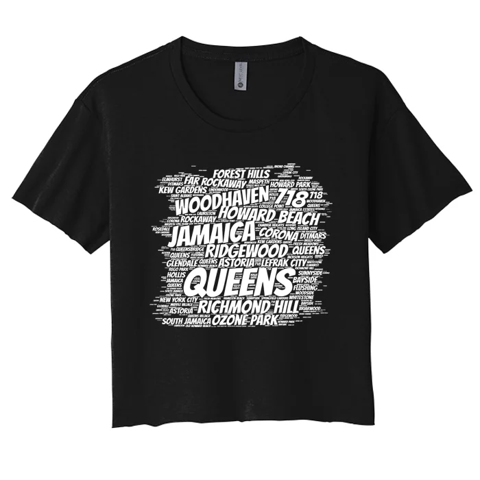 Born Raised In Queens Borough New York City Women's Crop Top Tee