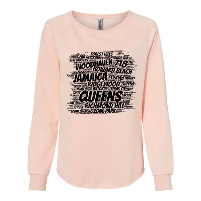 Born Raised In Queens Borough New York City Womens California Wash Sweatshirt