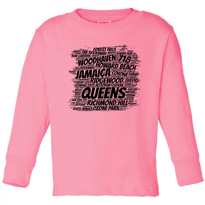 Born Raised In Queens Borough New York City Toddler Long Sleeve Shirt