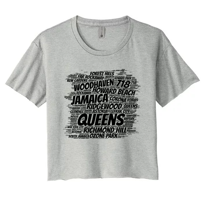 Born Raised In Queens Borough New York City Women's Crop Top Tee