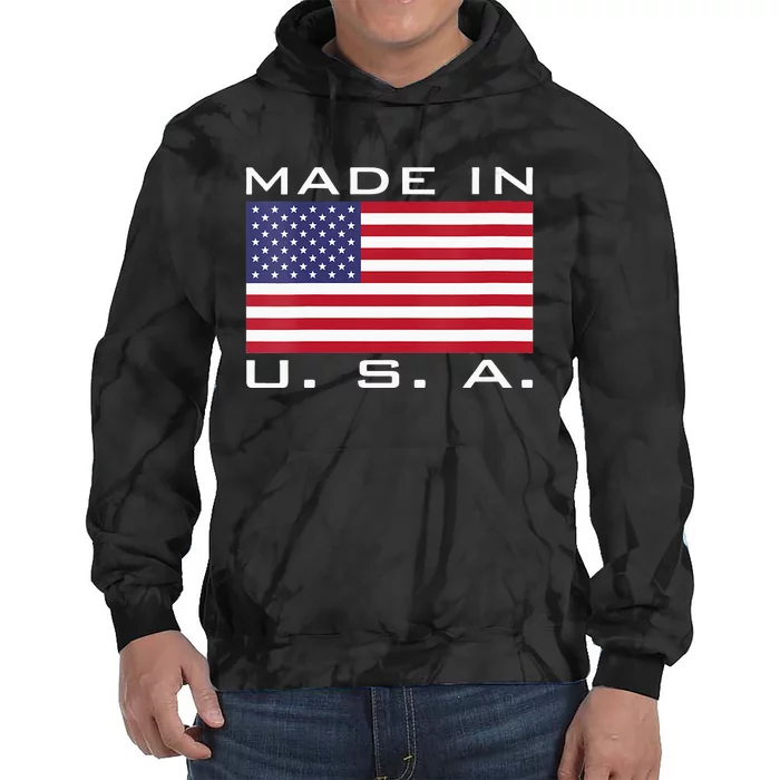 BORN & RAISED IN USA FLAG AMERICAN MADE BRED AMERICA Tie Dye Hoodie