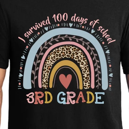 Boho Rainbow I Survived 100 Days Of 3rd Grade School Student Funny Gift Pajama Set