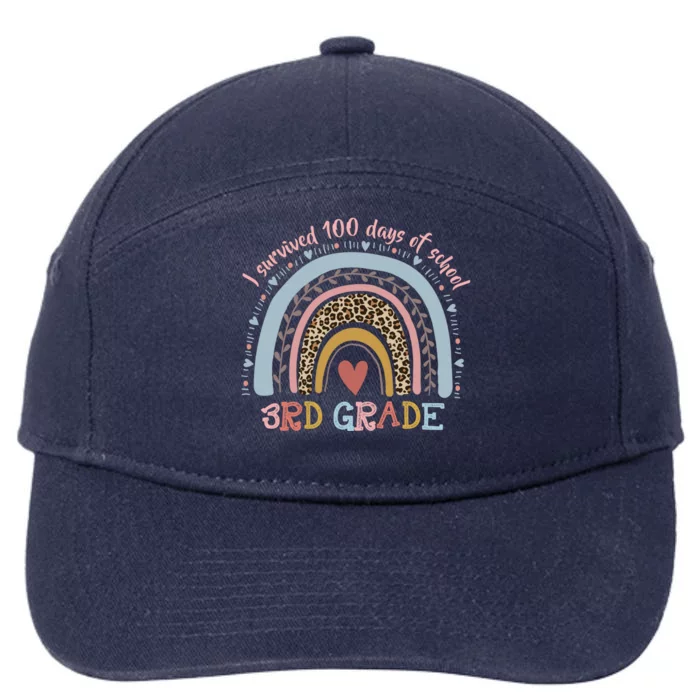 Boho Rainbow I Survived 100 Days Of 3rd Grade School Student Funny Gift 7-Panel Snapback Hat