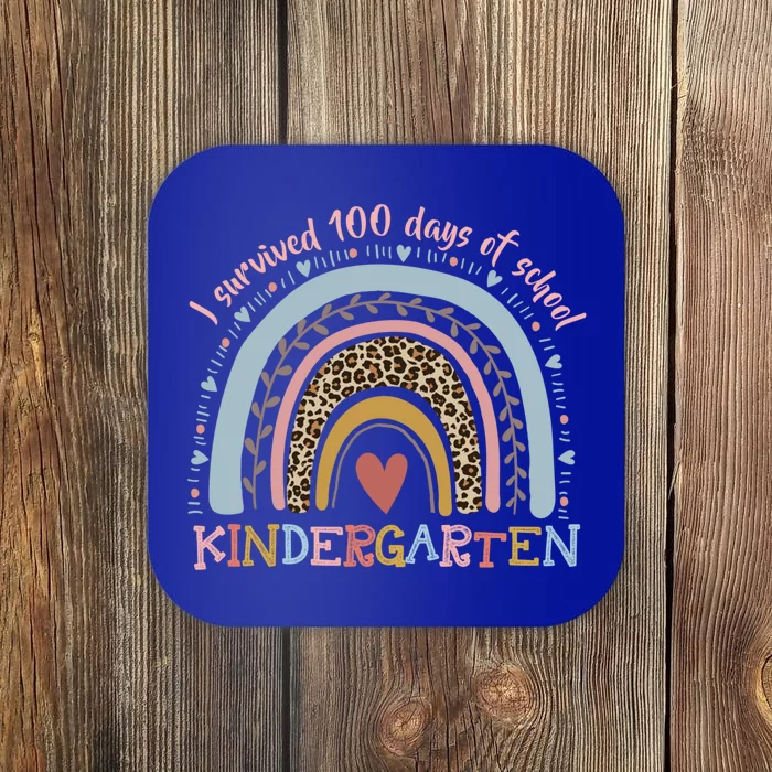 Boho Rainbow I Survived 100 Days Of Kindergarten Student Gift Coaster