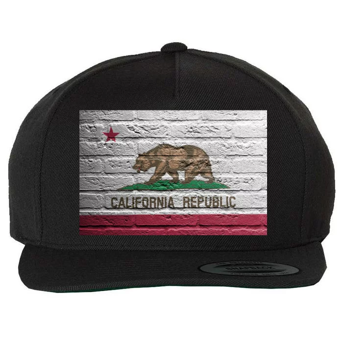 Brick California Republic Bear Flag Wool Snapback Cap