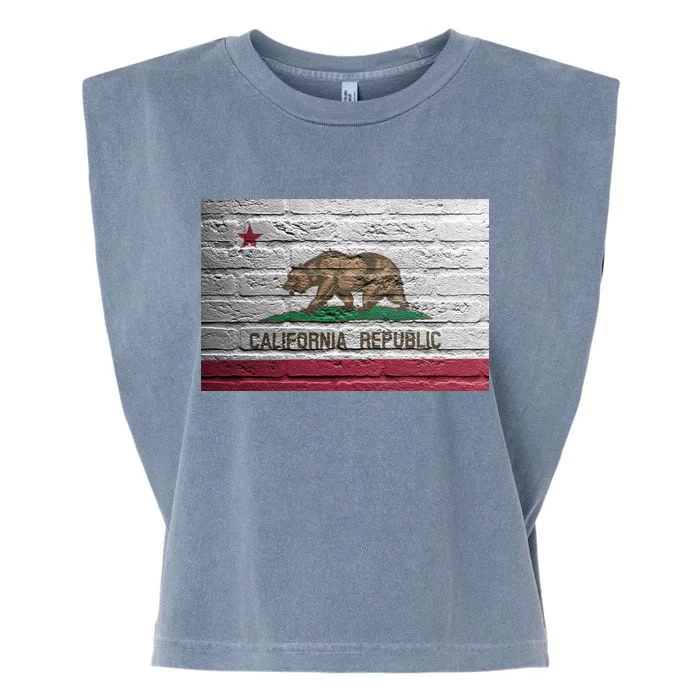 Brick California Republic Bear Flag Garment-Dyed Women's Muscle Tee