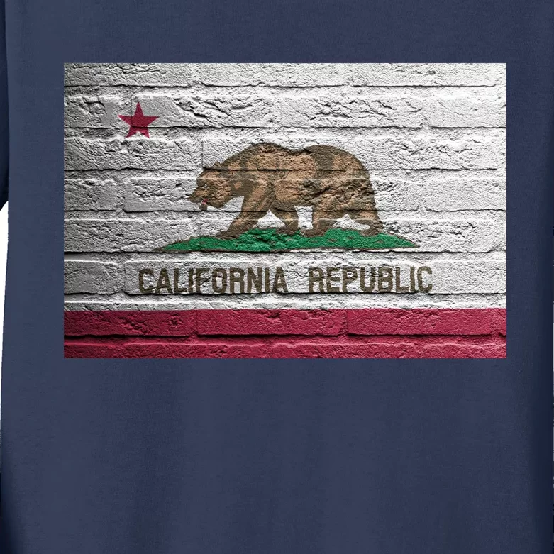 Brick California Republic Bear Flag Kids Long Sleeve Shirt