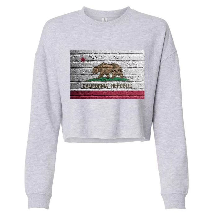 Brick California Republic Bear Flag Cropped Pullover Crew