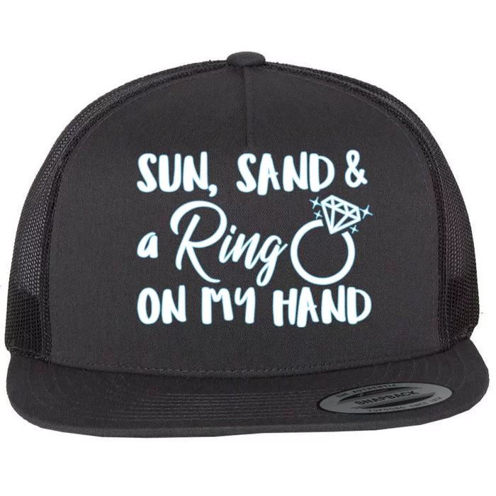 Bride Sun Sand & A Ring On My Hand Flat Bill Trucker Hat