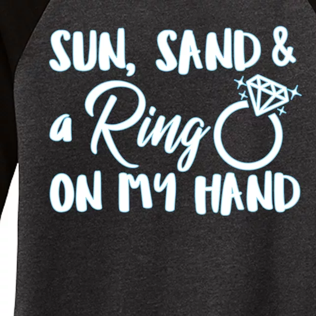 Bride Sun Sand & A Ring On My Hand Women's Tri-Blend 3/4-Sleeve Raglan Shirt