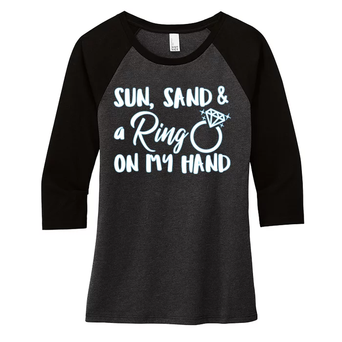 Bride Sun Sand & A Ring On My Hand Women's Tri-Blend 3/4-Sleeve Raglan Shirt