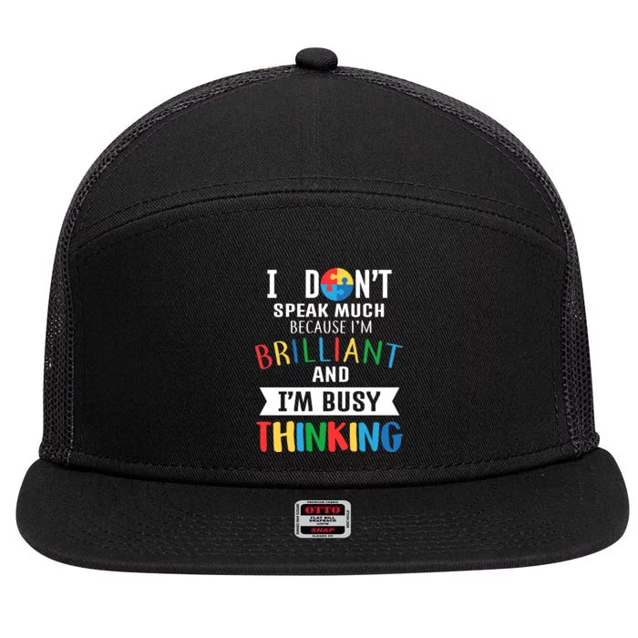 Brilliant And Busy Thinking Autism Awareness 7 Panel Mesh Trucker Snapback Hat