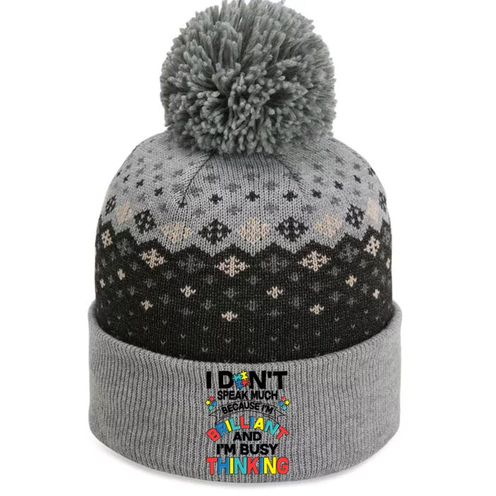 Brilliant Busy Thinking Autism Awareness Quote The Baniff Cuffed Pom Beanie