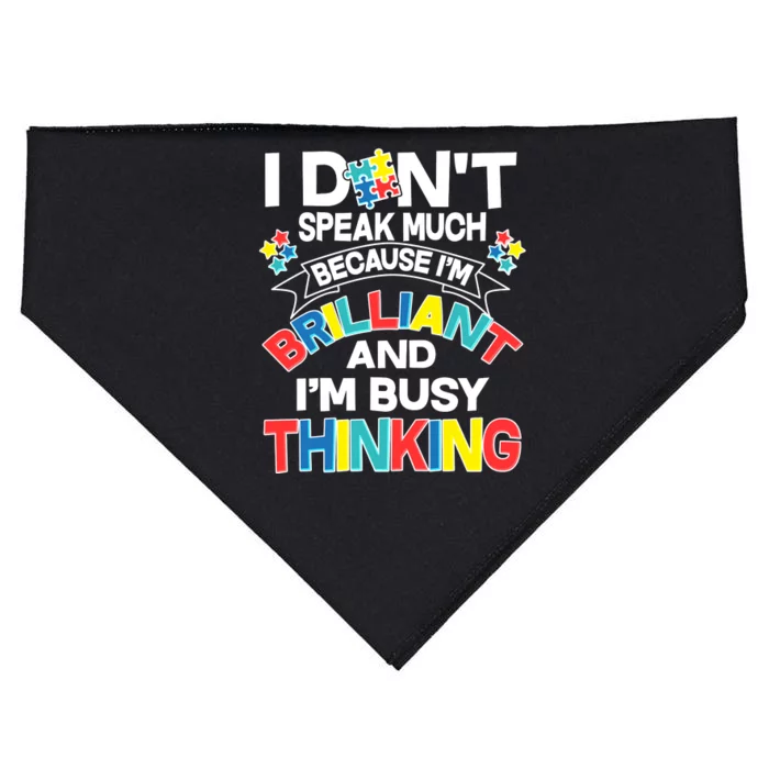 Brilliant Busy Thinking Autism Awareness Quote USA-Made Doggie Bandana