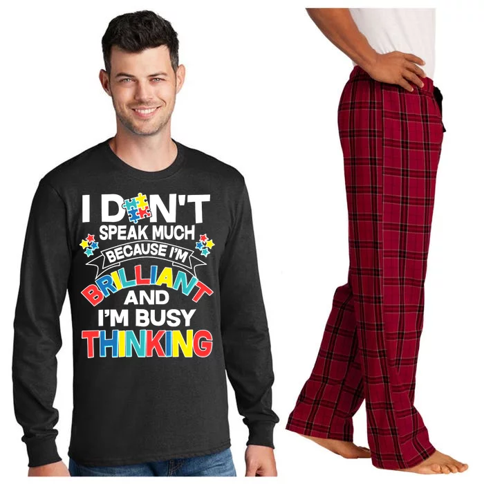 Brilliant Busy Thinking Autism Awareness Quote Long Sleeve Pajama Set