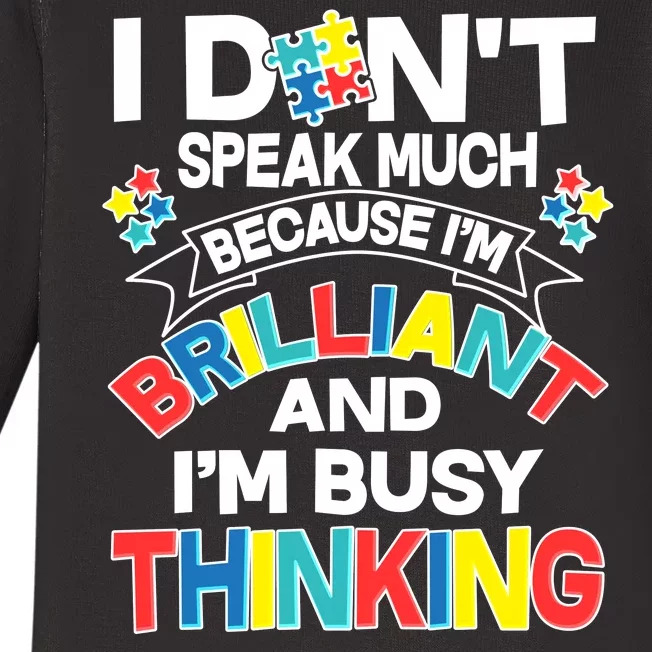 Brilliant Busy Thinking Autism Awareness Quote Baby Long Sleeve Bodysuit