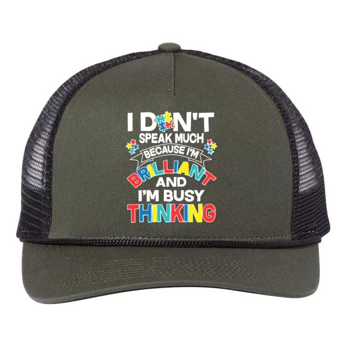 Brilliant Busy Thinking Autism Awareness Quote Retro Rope Trucker Hat Cap