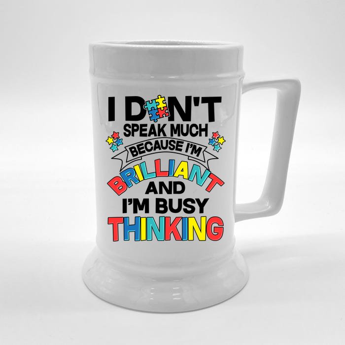 Brilliant Busy Thinking Autism Awareness Quote Front & Back Beer Stein